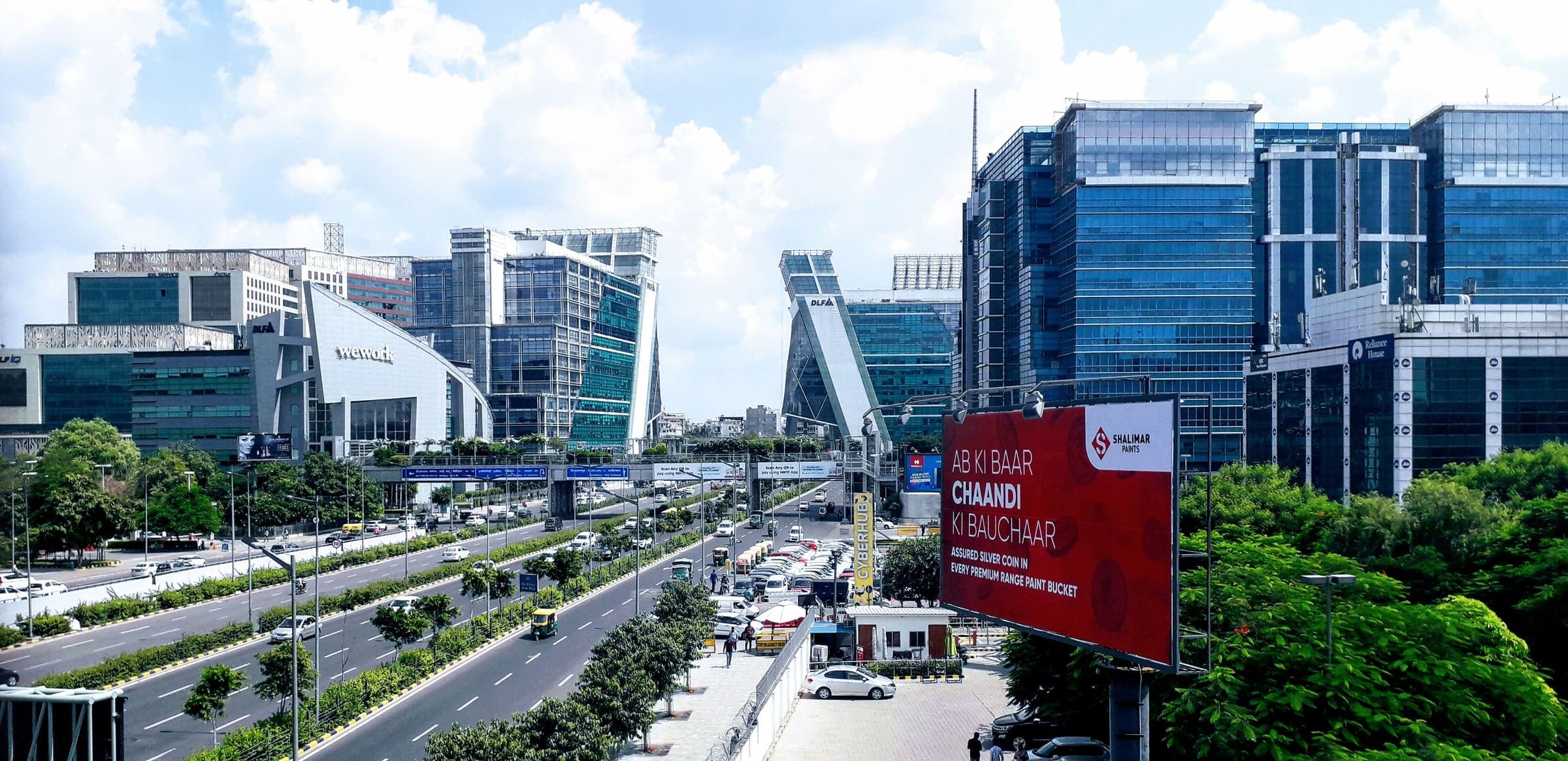 Office towers along the main road through DLF Cyber City, Gurgaon
