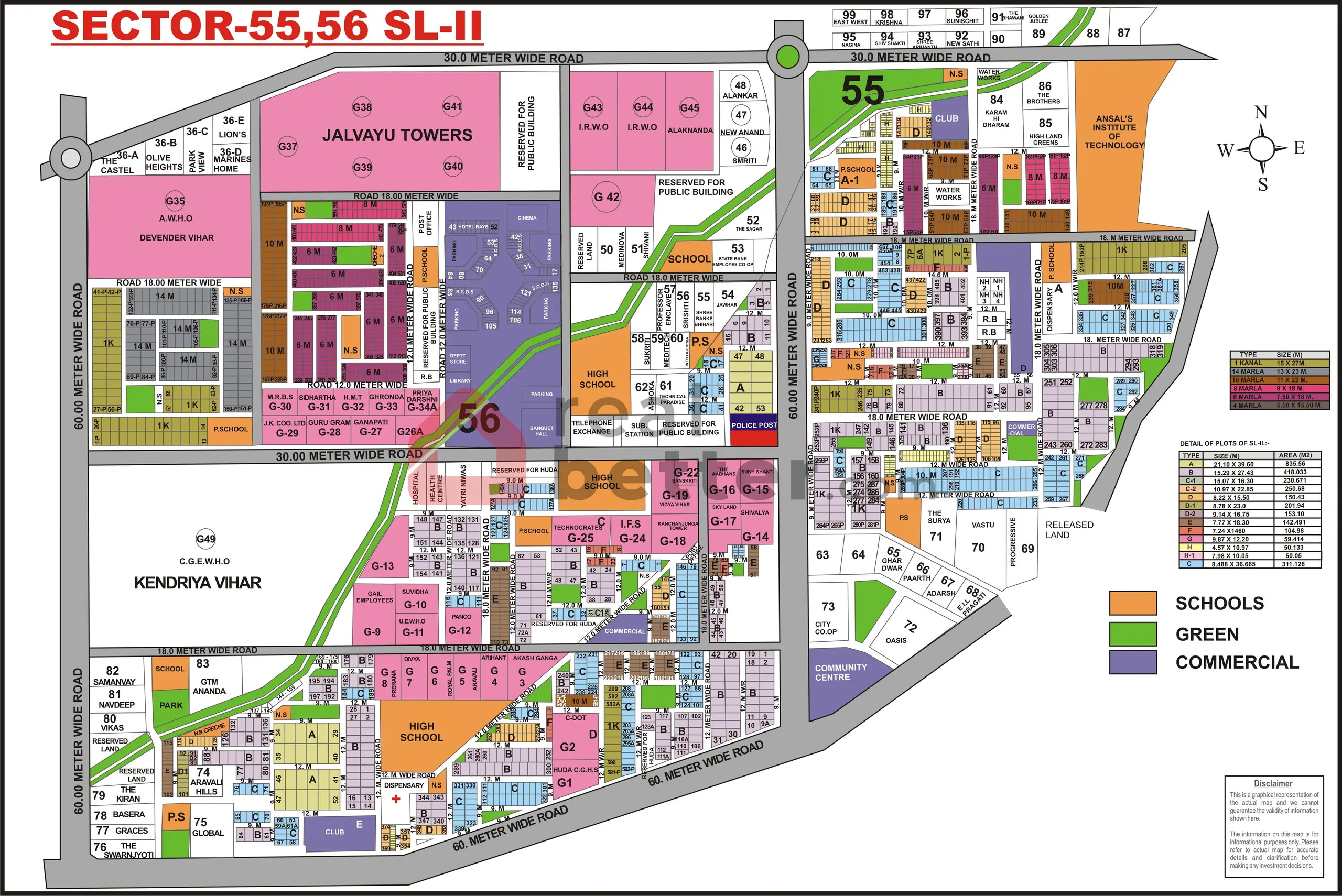 Sector 55 & 56 plot map, Gurugram